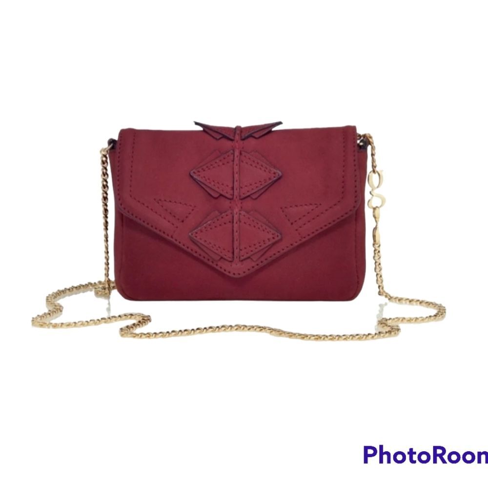 G.G. Maull Luxury Mini GG Red Rebel Rouge Leather Crossbody Purse Gold Chain NWT
